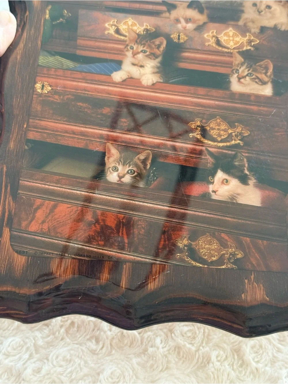 Cats Art Decor Wood Plaque Kittens In Drawers Vintage She Shed Kitsch